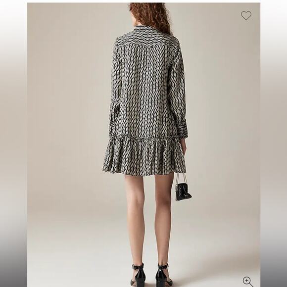 J. Crew Amelia Popover Black Shirtdress in Gold Chain Print Size Small - Picture 2 of 9